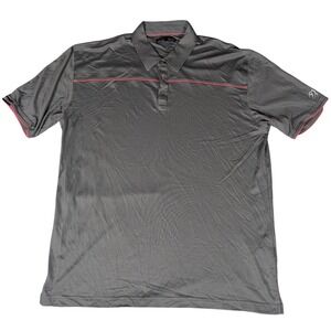 Hollas Mens XXL Grey Pink Piping Performance Golf Polo Shirt Short Sleeve
